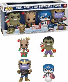 Marvel Holidays Funko Pop Vinyl 4-Pack: Hulk, Groot, Cap Snowman & Thanos voor de Merchandise kopen op nedgame.nl