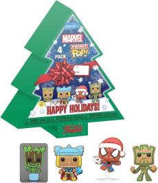 Marvel Pocket Pop Holiday Tree 4-Pack - Baby Groot, Thor, Spider-Man, Groot (Glow in the Dark) voor de Merchandise kopen op nedgame.nl