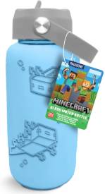 Minecraft Glass Bottle Glass Water Bottle with Sleeve - Axolotl voor de Merchandise preorder plaatsen op nedgame.nl