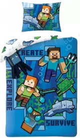 Minecraft Underwater - 1 Persoons Dekbedovertrek (140cm x 200cm) voor de Merchandise kopen op nedgame.nl