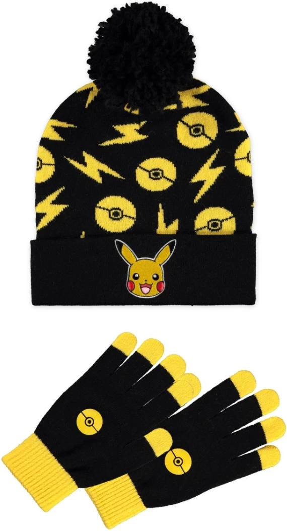 Pokémon - Pikachu Black and Yellow Giftset (Beanie & Knitted Gloves) voor de Merchandise kopen op nedgame.nl