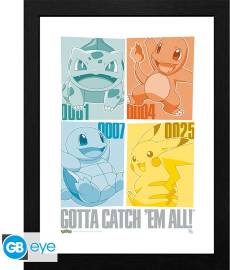 Pokemon Framed Print - Pikachu & Kanto Starters voor de Merchandise kopen op nedgame.nl