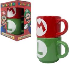 Super Mario Mug - Stackable Mug Set (Mario & Luigi) voor de Merchandise kopen op nedgame.nl
