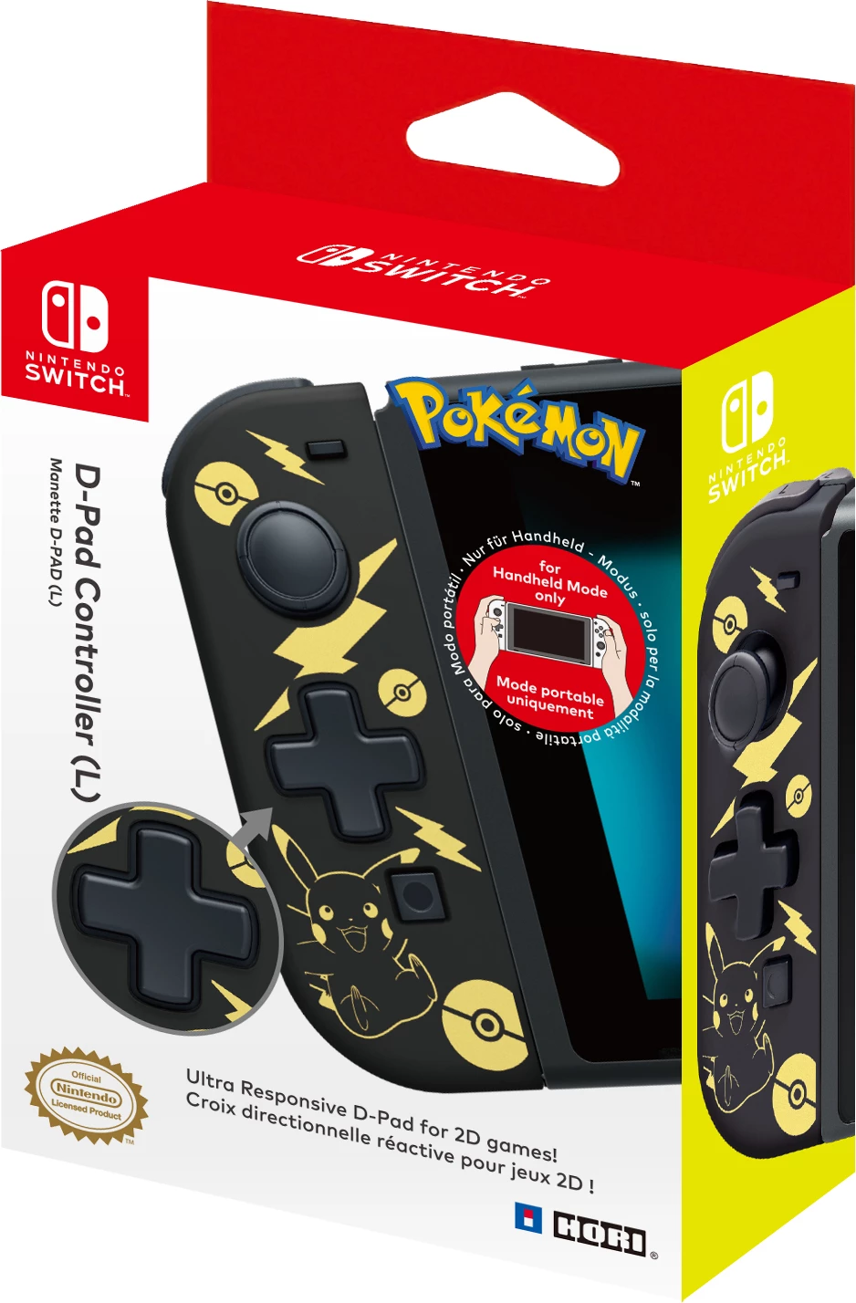 Hori D-Pad Controller Pikachu Black & Gold voor de Nintendo Switch kopen op nedgame.nl