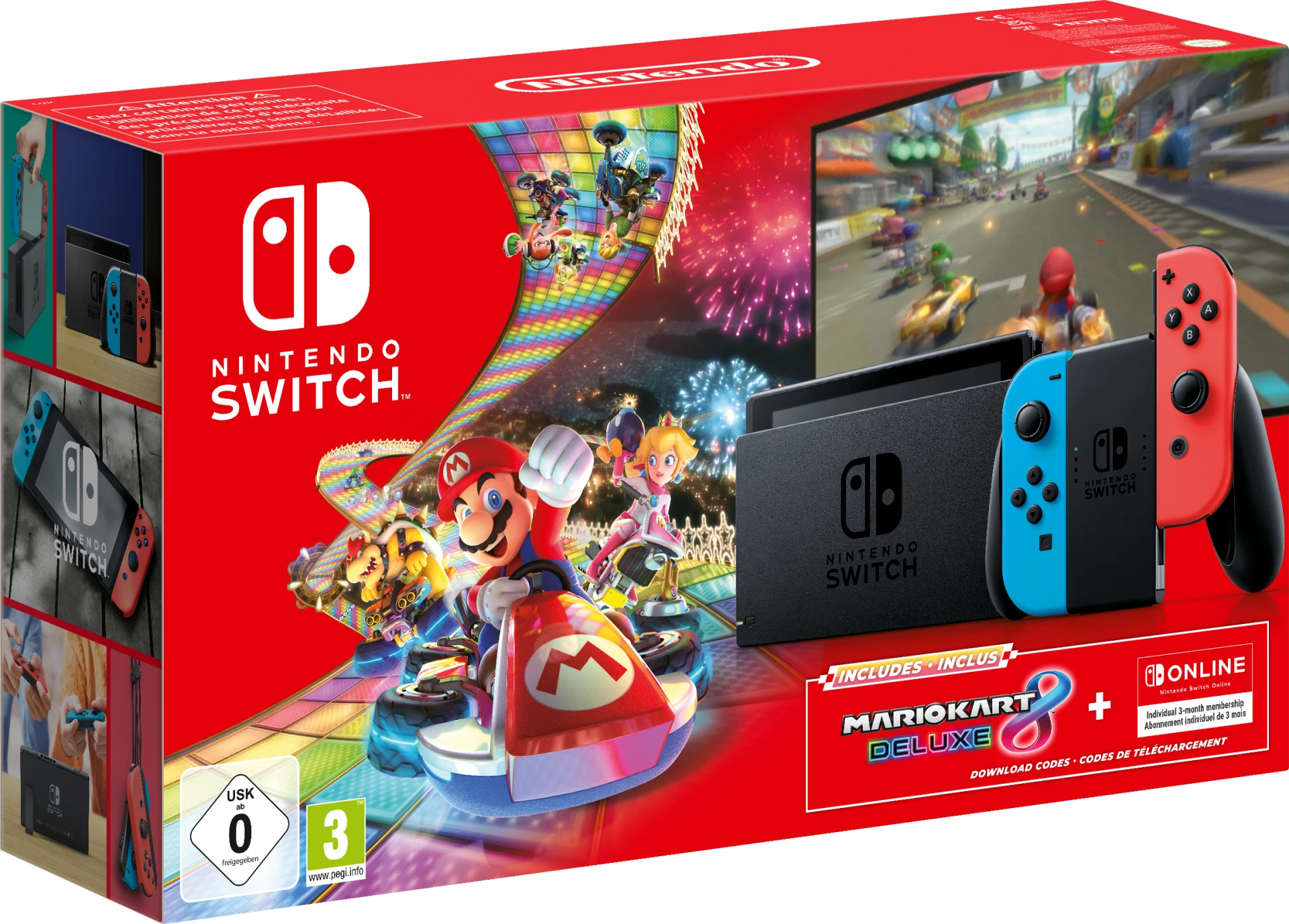 Nintendo Switch (2019 upgrade) - Red/Blue + Mario Kart 8 Deluxe + 3 Maanden Nintendo Switch Online voor de Nintendo Switch kopen op nedgame.nl