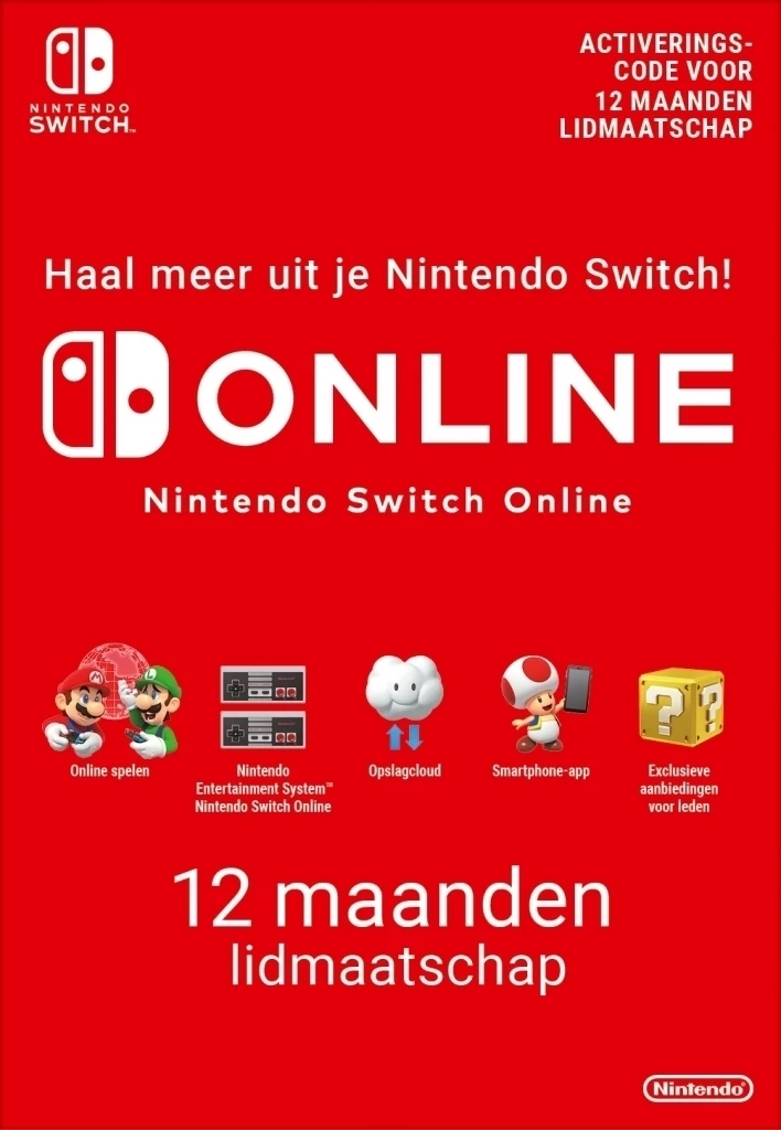 Nintendo Switch Online Lidmaatschap 12 Maanden voor de Nintendo Switch kopen op nedgame.nl