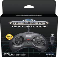 Retro-Bit - SEGA Mega Drive 8-Button USB Controller (Black) voor de PC Gaming kopen op nedgame.nl