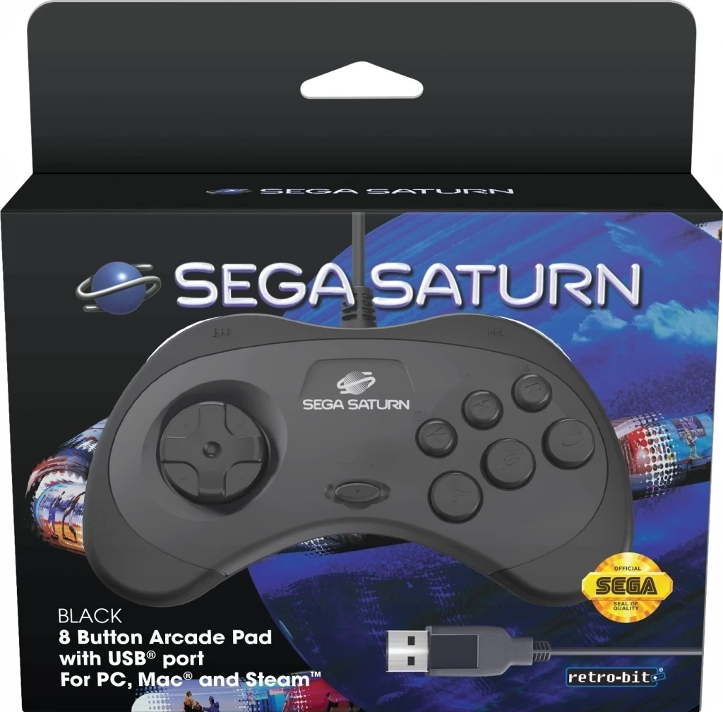 Retro-Bit - SEGA Saturn USB Controller (Black) voor de PC Gaming kopen op nedgame.nl