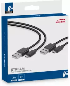 Speedlink Stream Play + Charge Cable Set (Zwart) voor de PlayStation 4 kopen op nedgame.nl