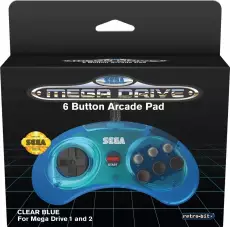 Retro-Bit - SEGA Mega Drive 6-Button Classic Controller (Clear Blue) voor de Sega MegaDrive kopen op nedgame.nl