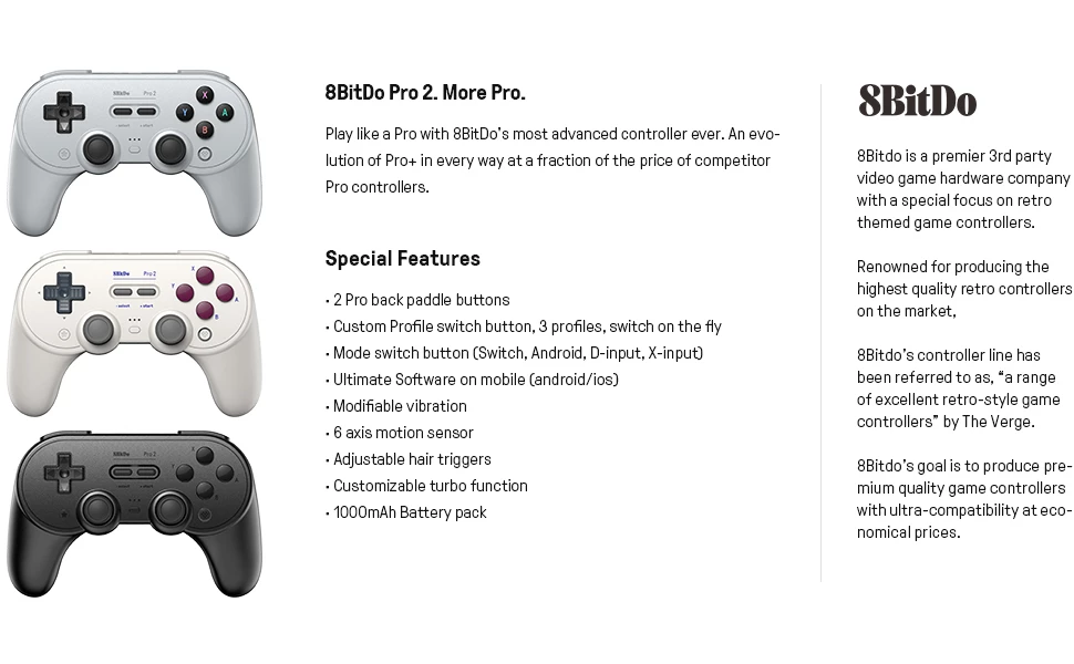 8Bitdo Pro 2 Bluetooth Gamepad (Gray Edition) voor de PC Gaming kopen op nedgame.nl