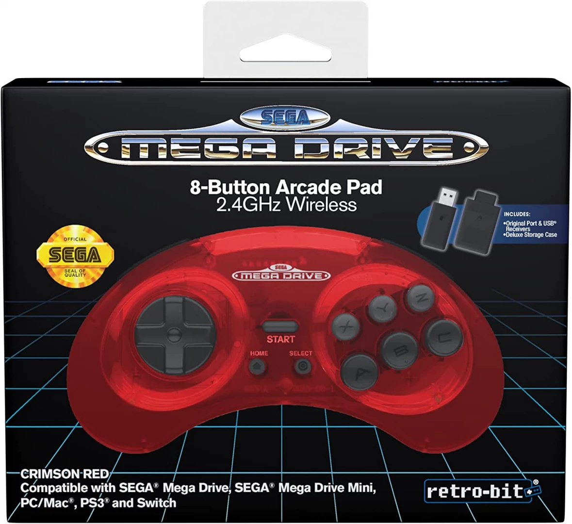 Retro-Bit SEGA Mega Drive 8-Button 2.4G Wireless Controller (Crimson Red) voor de Sega MegaDrive kopen op nedgame.nl